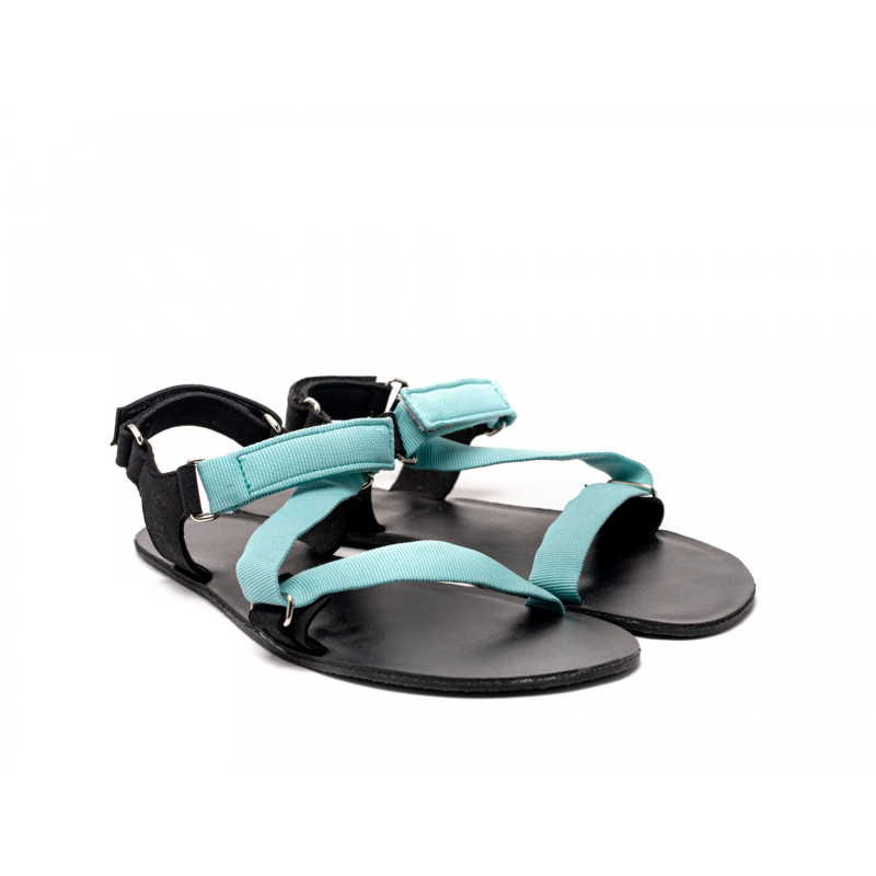 Chaussure cuir barefoot Sandales Be Lenka Turquoise et noire Chaussure cuir barefoot Sandales Be Lenka Turquoise et noire