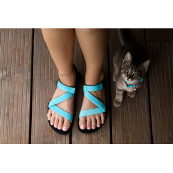 Sandales cuir barefoot Be Lenka Flexi Turquoise et noire