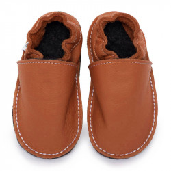 Chaussures cuir Brandy souples \\"P'tite Gomme\\", semelle caoutchouc bébé/enfant/adulte