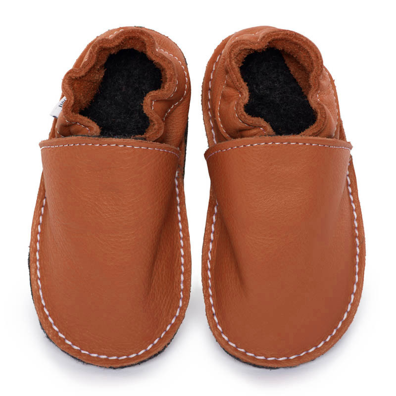 Chaussures cuir Brandy souples \\"P'tite Gomme\\", semelle caoutchouc bébé/enfant/adulte