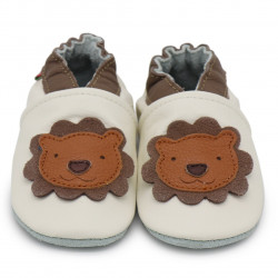 Chaussons cuir souple Lion