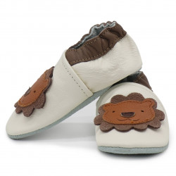 Chaussons pour bébé fourrés en cuir souple Léon le Lion