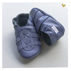 Chaussons cuir souple Tennis bleu Marine