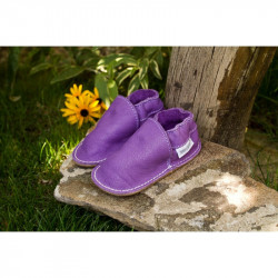 Chaussures cuir violettes souples \\"P'tite Gomme\\" cuir végétal FLIEDER, semelle caoutchouc