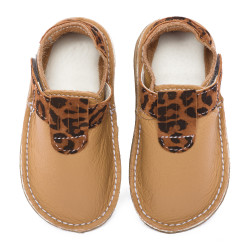 chaussures cuir léo savanna souples \\"P'tit scratch\\" Uni Barefoot bebe enfant