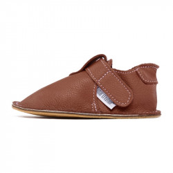 chaussures cuir Marron souples \\"P'tit scratch\\" Uni Barefoot bebe enfant