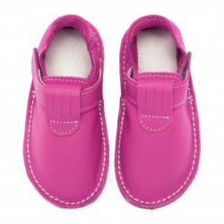 chaussures cuir Fushias souples \\"P'tit scratch\\" Uni Barefoot bebe enfant