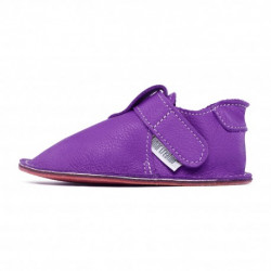 chaussures cuir Violettes illusion souples \\"P'tit scratch\\" Uni Barefoot bebe enfant