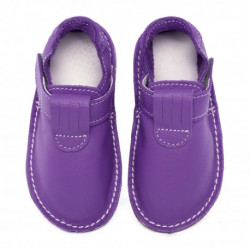 chaussures cuir Violettes illusion souples \\"P'tit scratch\\" Uni Barefoot bebe enfant