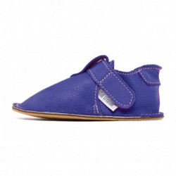 chaussures cuir Bleues rois souples \\"P'tit scratch\\" Uni Barefoot bebe enfant