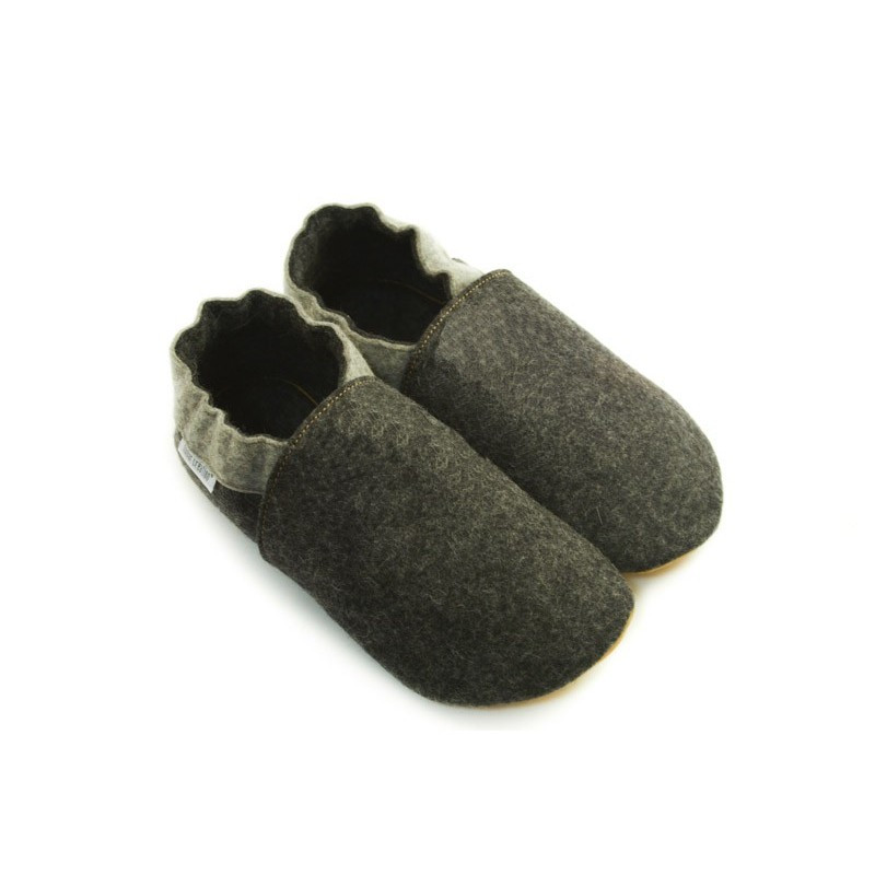 Chaussons en mérinos gris anthracite tour de cheville gris clair Chaussons en mérinos gris anthracite tour de cheville gris clair