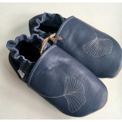 Chaussons cuir doublés adulte Ginkgo biloba