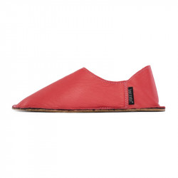 Babouche cuir Rosso Fueco, semelle caoutchouc