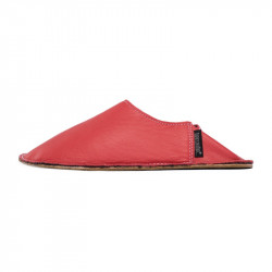 Babouche cuir Rosso Fueco, semelle caoutchouc