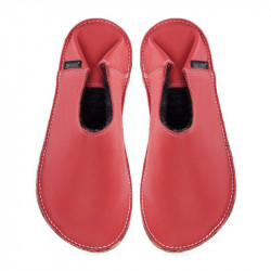 Babouche cuir Rosso Fueco, semelle caoutchouc