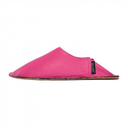 Babouche cuir Fuxia, semelle caoutchouc