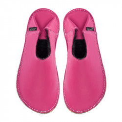 Babouche cuir Fuxia, semelle caoutchouc