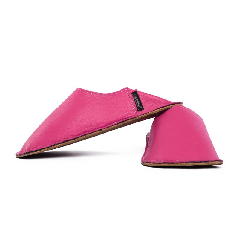 Babouche cuir Fuxia, semelle caoutchouc