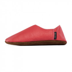 Babouche cuir Rosso fueco, semelle cuir