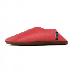 Babouche cuir Rosso fueco, semelle cuir