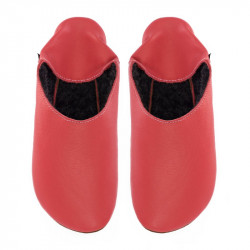 Babouche cuir Rosso fueco, semelle cuir