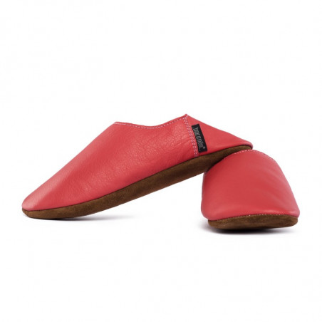 Babouche cuir Rosso fueco, semelle cuir