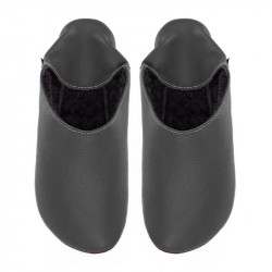 Babouche cuir Fog, semelle cuir