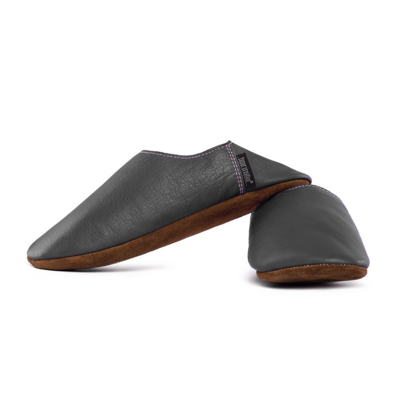 Babouche cuir Fog, semelle cuir Babouche cuir Fog, semelle cuir