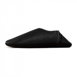 Babouche cuir Nero, semelle cuir