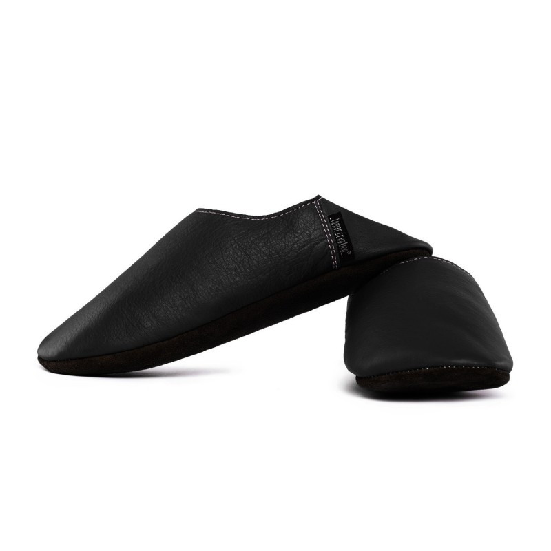 Babouche cuir Nero, semelle cuir