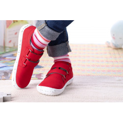 Chaussure cuir Barefoot enfant Be Lenka Jolly - Rouge et blanc
