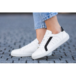 Chaussures cuir Barefoot Be Lenka souples Basket Brooklyn - Blanc & Noir