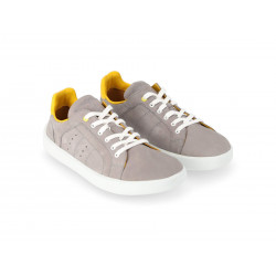 Chaussures cuir Barefoot Be Lenka souples Basket Brooklyn - Grise & Jaune