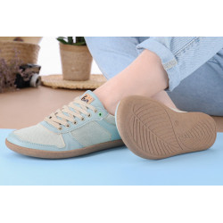 Chaussures cuir Barefoot Be Lenka souples Basket Brooklyn - Bleue sarcelle claire