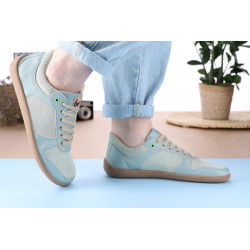 Chaussures cuir Barefoot Be Lenka souples Basket Brooklyn - Bleue sarcelle claire