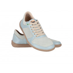 Chaussures cuir Barefoot Be Lenka souples Basket Brooklyn - Bleue sarcelle claire