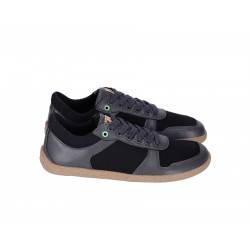 Chaussures cuir Barefoot Be Lenka souples Basket Brooklyn - Gris foncée noire