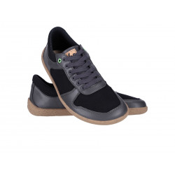 Chaussures cuir Barefoot Be Lenka souples Basket Brooklyn - Gris foncée noire