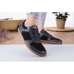 Chaussures cuir Barefoot Be Lenka souples Basket Brooklyn - Gris foncée noire