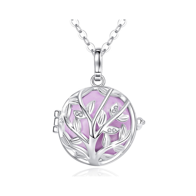 Bola de grossesse, collier avec pendentif violet cage Arbre