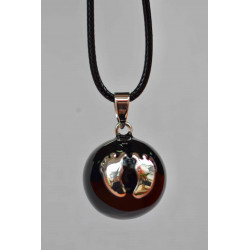 Bola de grossesse, collier avec pendentif Noir, motif pieds bébé