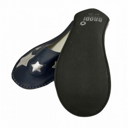 Chaussons cuir adulte Etoiles fond bleu nuit