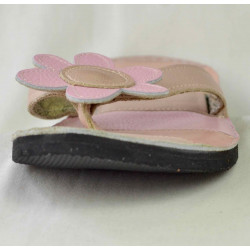 Tongs en cuir femme fleurs roses