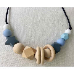 Collier d'allaitement Bleu avec anneaux