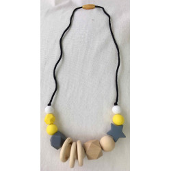 Collier d'allaitement jaune avec anneaux