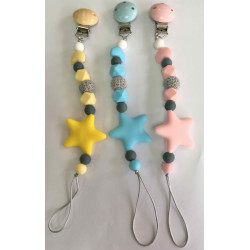Attache tétine Etoile Bleue