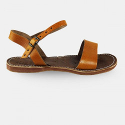 Sandale marron en cuir femme, tannage végétal