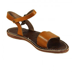 Sandale marron en cuir femme, tannage végétal