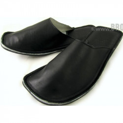 Chaussons cuir adulte Noir