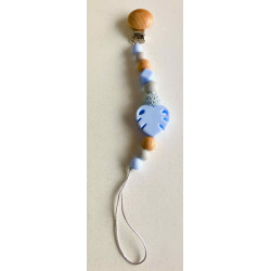 Attache tétine Feuille Bleue